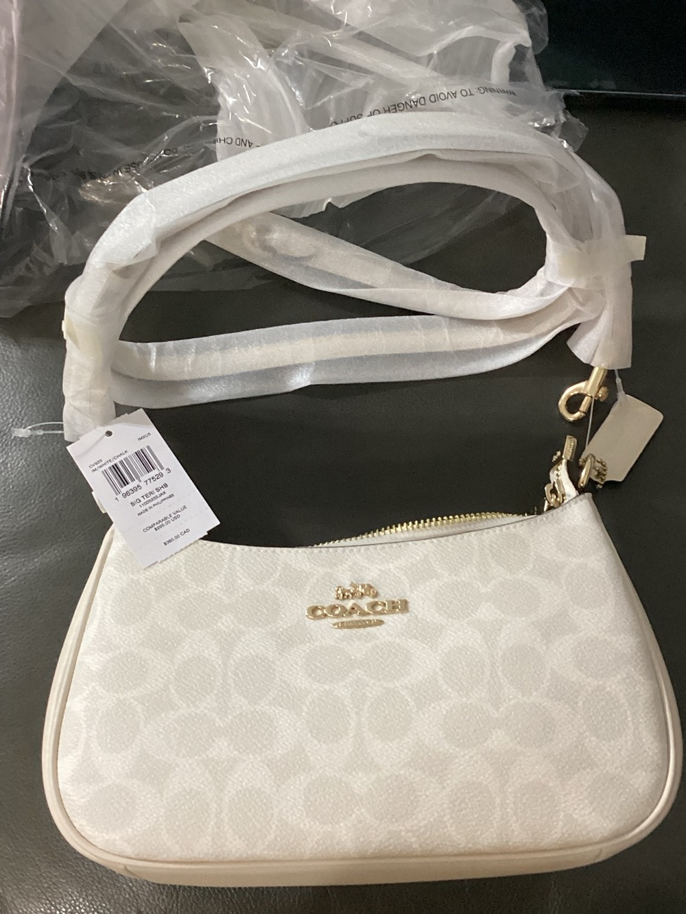 Coach Teri Shoulder Bag in Signature Canvas White Chalk Crossbody NWT - Picture 14 of 15